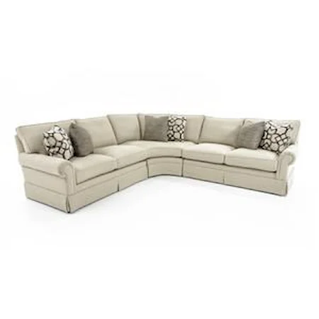 Customizable Four Piece Sectional Sofa with Rolled Arms